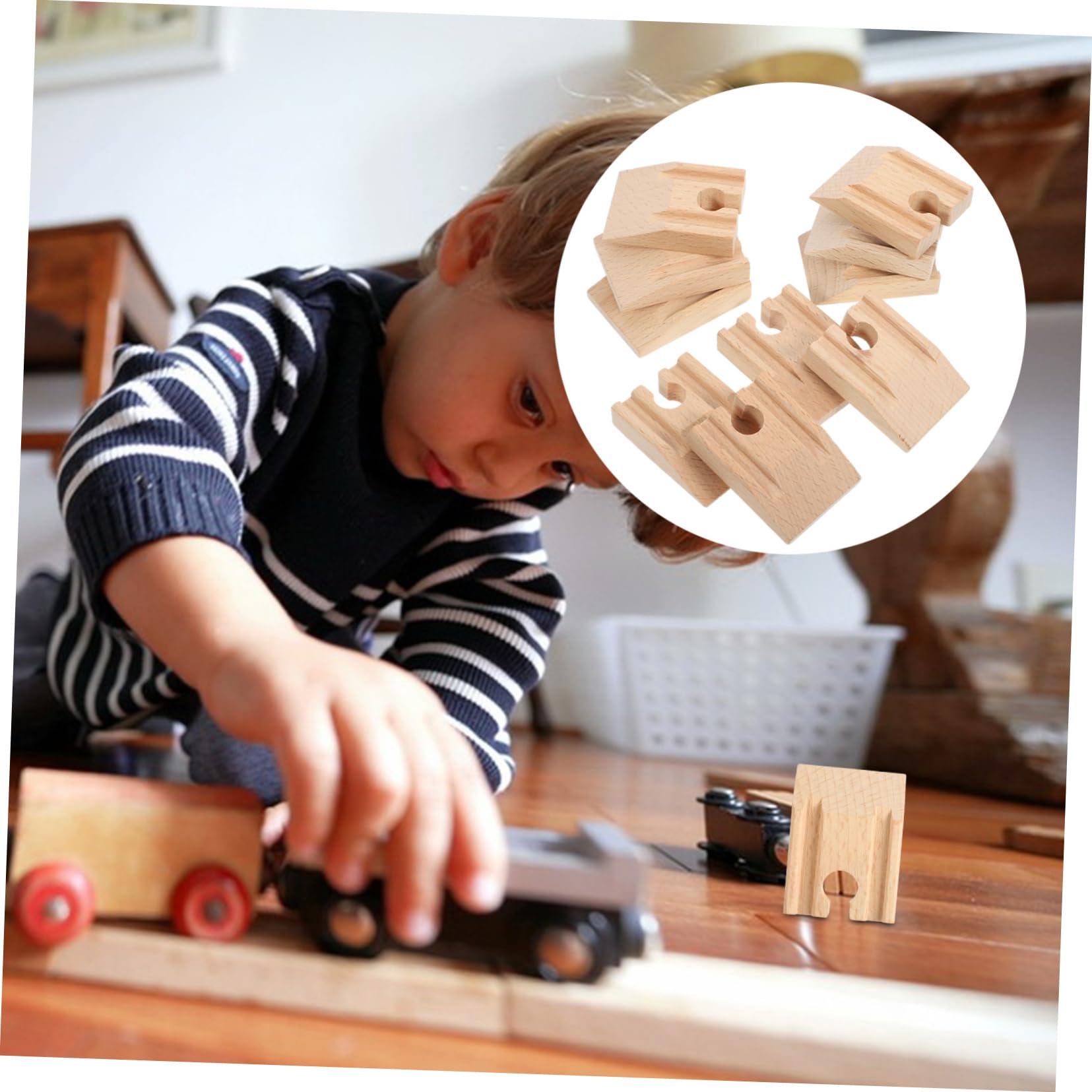 TOYANDONA 40pezzi Piste Concave Legno Per Treni Accessori Educativi Per Espansione Ferroviaria Design Compatto e Facile Da Usare
