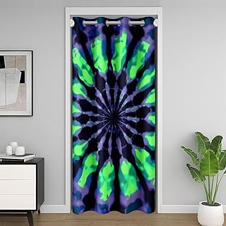 Tie Dye Doorway Curtain Privacy Boho Hippie Tie Dye Insulated Thermal Cu...