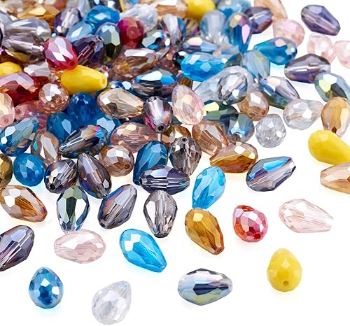 Craftdady 200 cuentas espaciadoras de cristal facetado de 0.59 x 0.394 pulgadas (0.591 x 0.394 in), cuentas sueltas de cristal mezcladas al azar