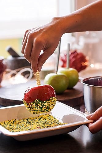 Miniatura 6 de 32 palitos de bambú de manzana, brochetas puntiagudas de madera de manzana caramelo con diamantes de imitación, envoltura de malla de diamante,