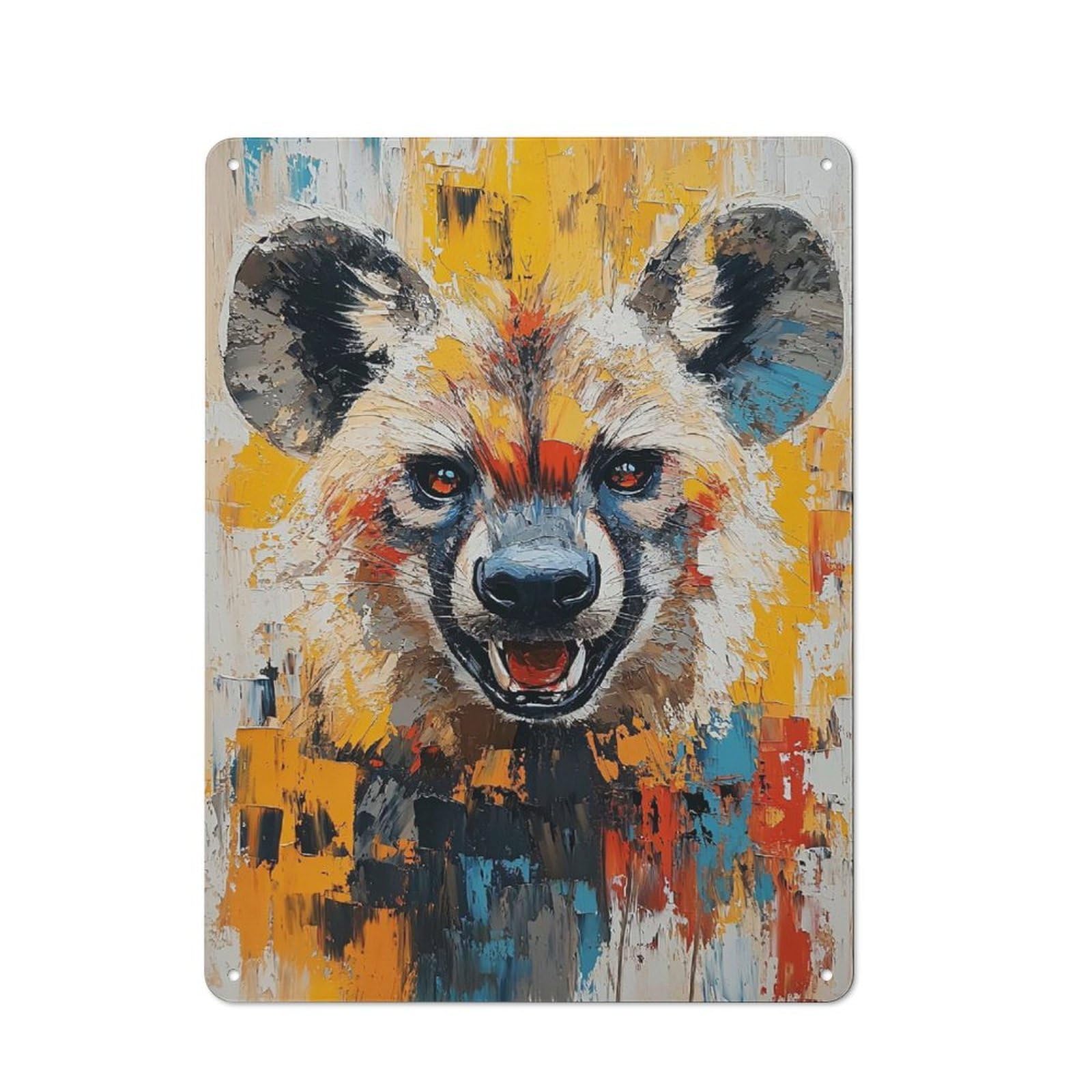 Junmoney Style-8 Old Style Hyena Portrait Painting Metal Sign 40X30cm, Bar Wall Plaque For Diner, Restaurant, Shed Or Kitchen