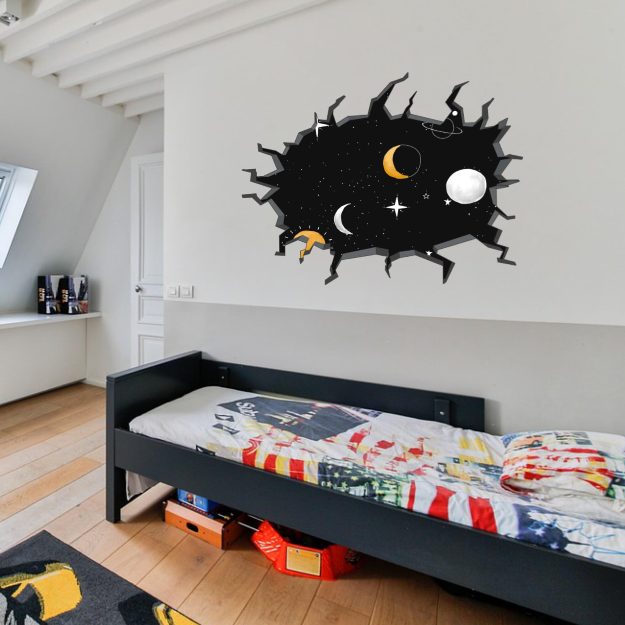 Sticker Trompe L'oeil Mur Brisé - Sticker Mural 3D - Vue Panoramique