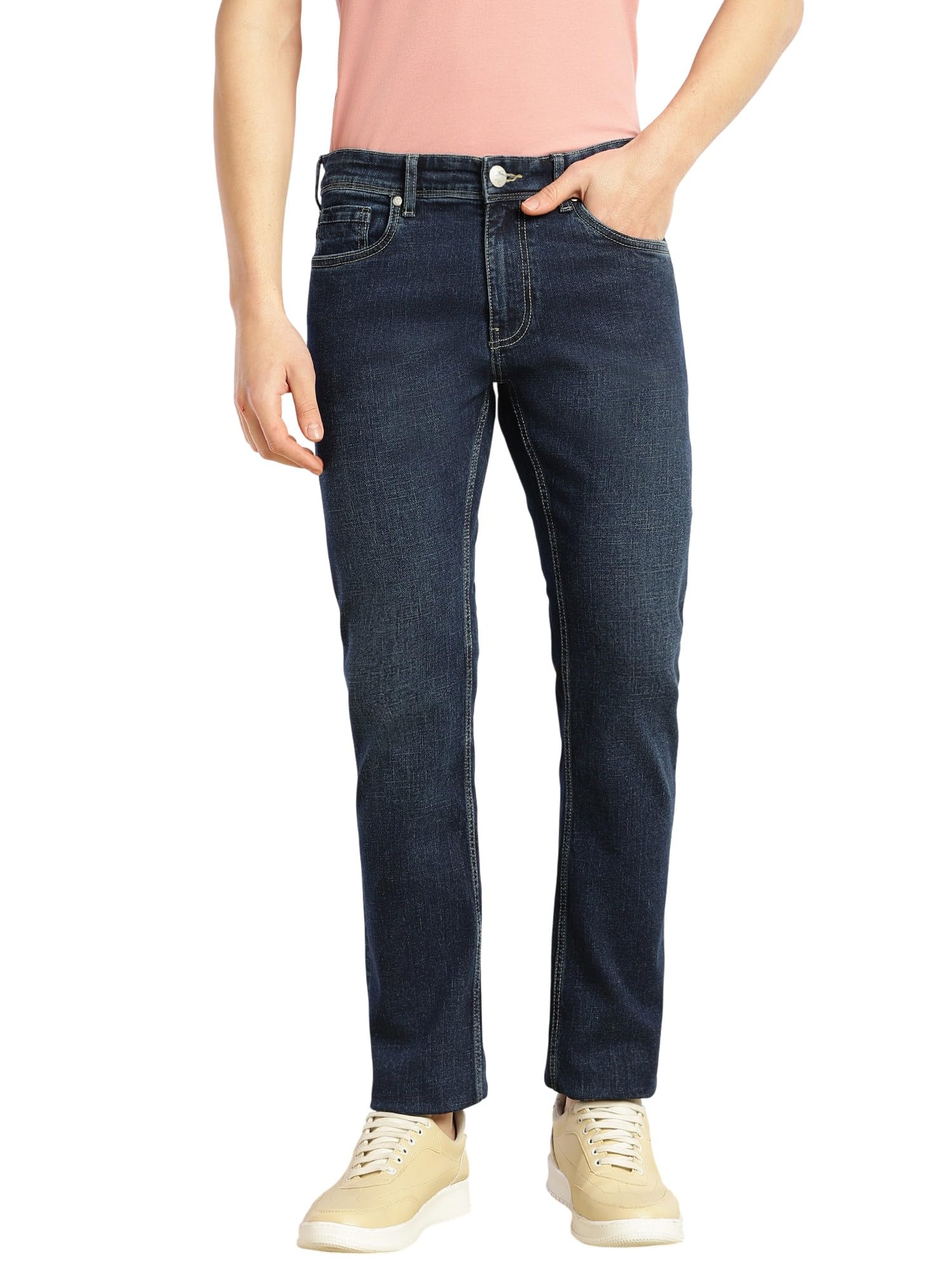 thomas scott Men's Cricket Club Straight Fit Mid-Rise Faded Stretchable Jeans | 5 Pocket Denim-picture-41