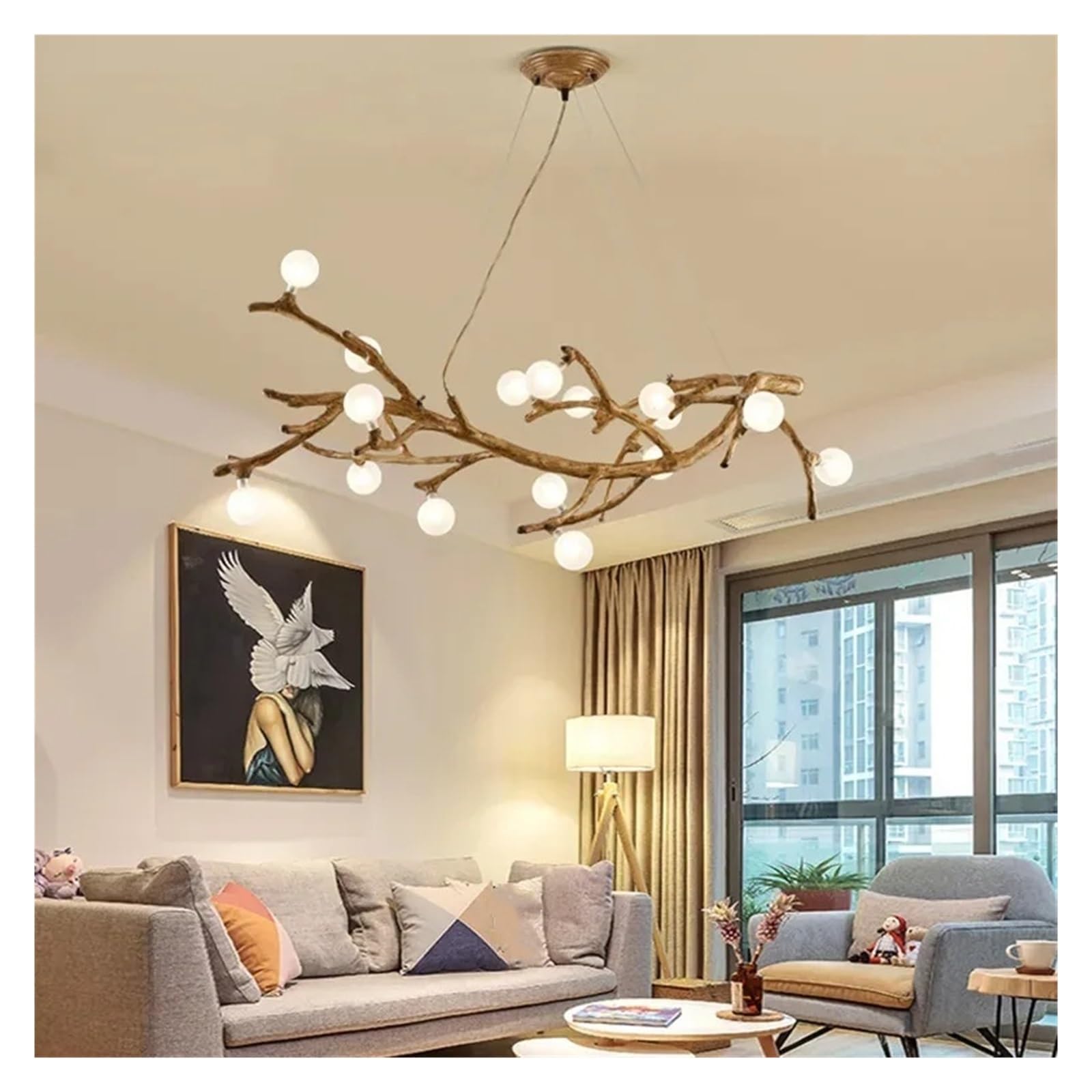 CSXSXAUO Tree Branch Pendant Lamp Glass Balls Chandelier Living Room Kitchen Dining Bedroom ht,Modern(22 hts)