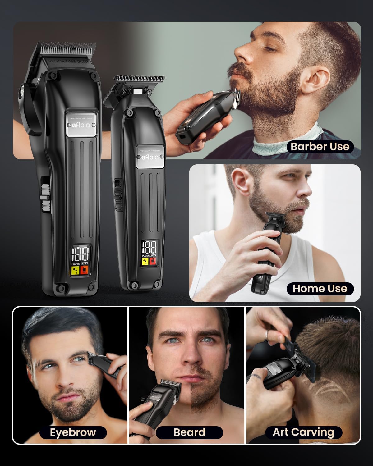 Professional Hair Clippers Set for Men - Afloia Premium Haircut Clipper&Trimmer Kit with High Torque Brushless Motor & DLC Coated Detachable Blade& Charging Stand, Gifts for Men Husband Dad - Image 7