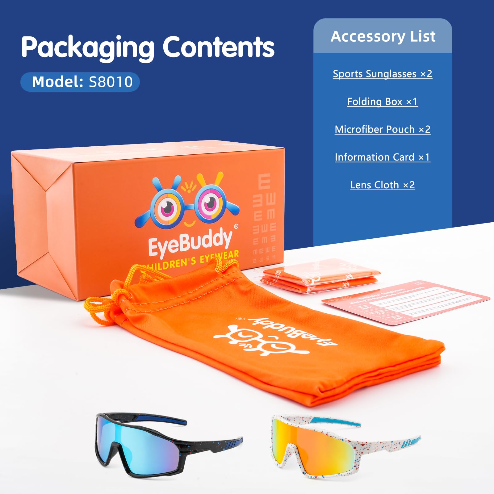 EYEBUDDY Okulary przeciwsłoneczne dla dzieci, młodzieżowe, baseballowe, okulary przeciwsłoneczne, chłopcy, dziewczęta, softball, sport, ochrona UV400, wiek 6-12 lat