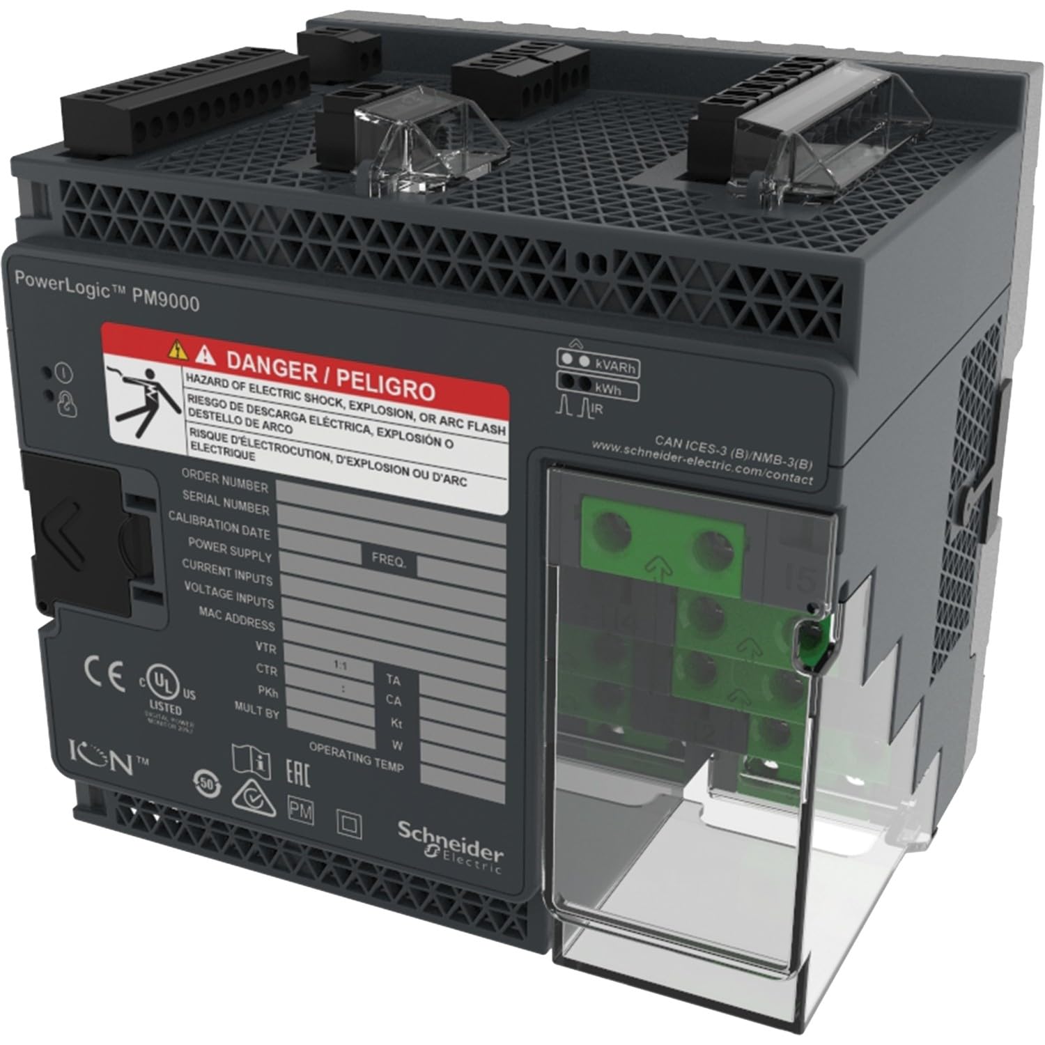 Schneider Meter ION9000_ Mètre PowerLogic ION9000T, Hstc, montage DIN, sans écran, kit HW [METSEION95030]