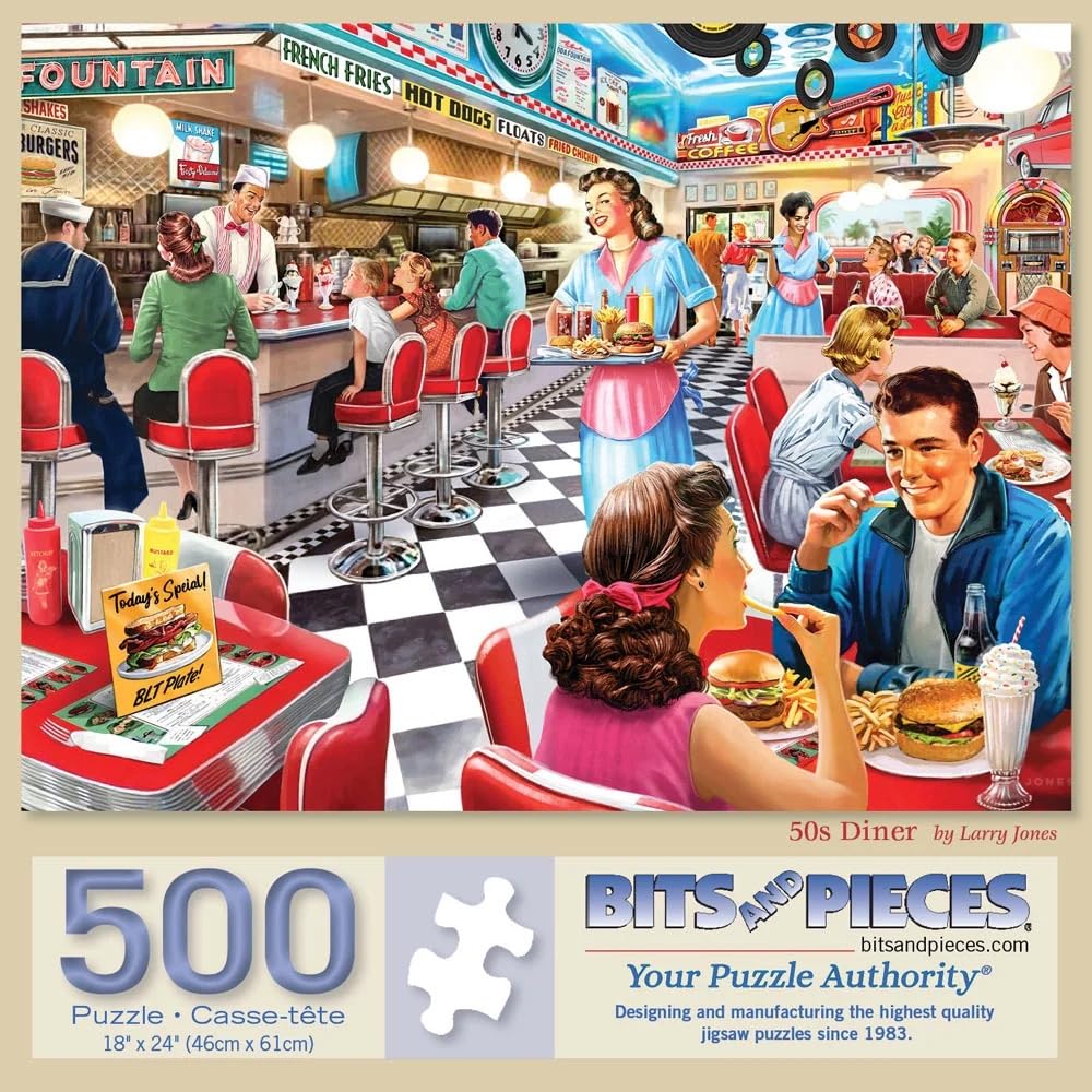 Amazon.com: Bits and Pieces – 50's Diner Jigsaw Puzzle for Adults