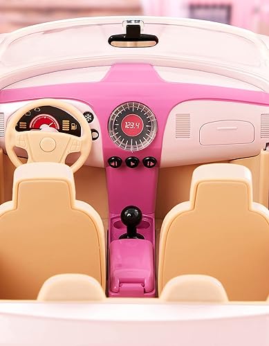 Miniatura 12 de Lori Dolls Ride & Shine Pickup Truck - Coche rosa para mini muñecas de 6 pulgadas, enganche de remolque y puertas que se abren, vehículo de juguete
