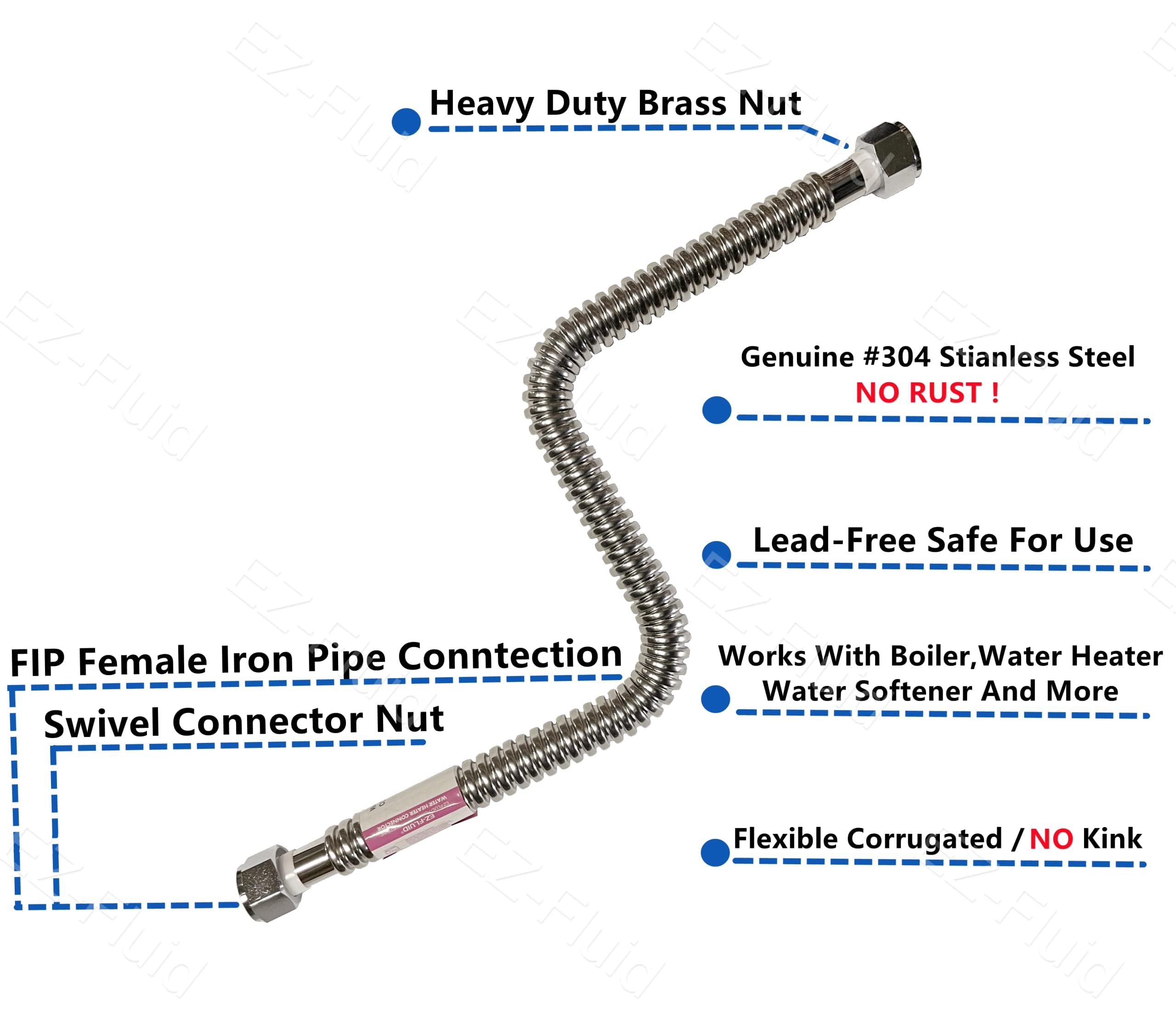 EZ-Fluid Water Heater Connector - Superior Flow -3 EZ-Fluid Water Heater Connector - Superior Flow -3