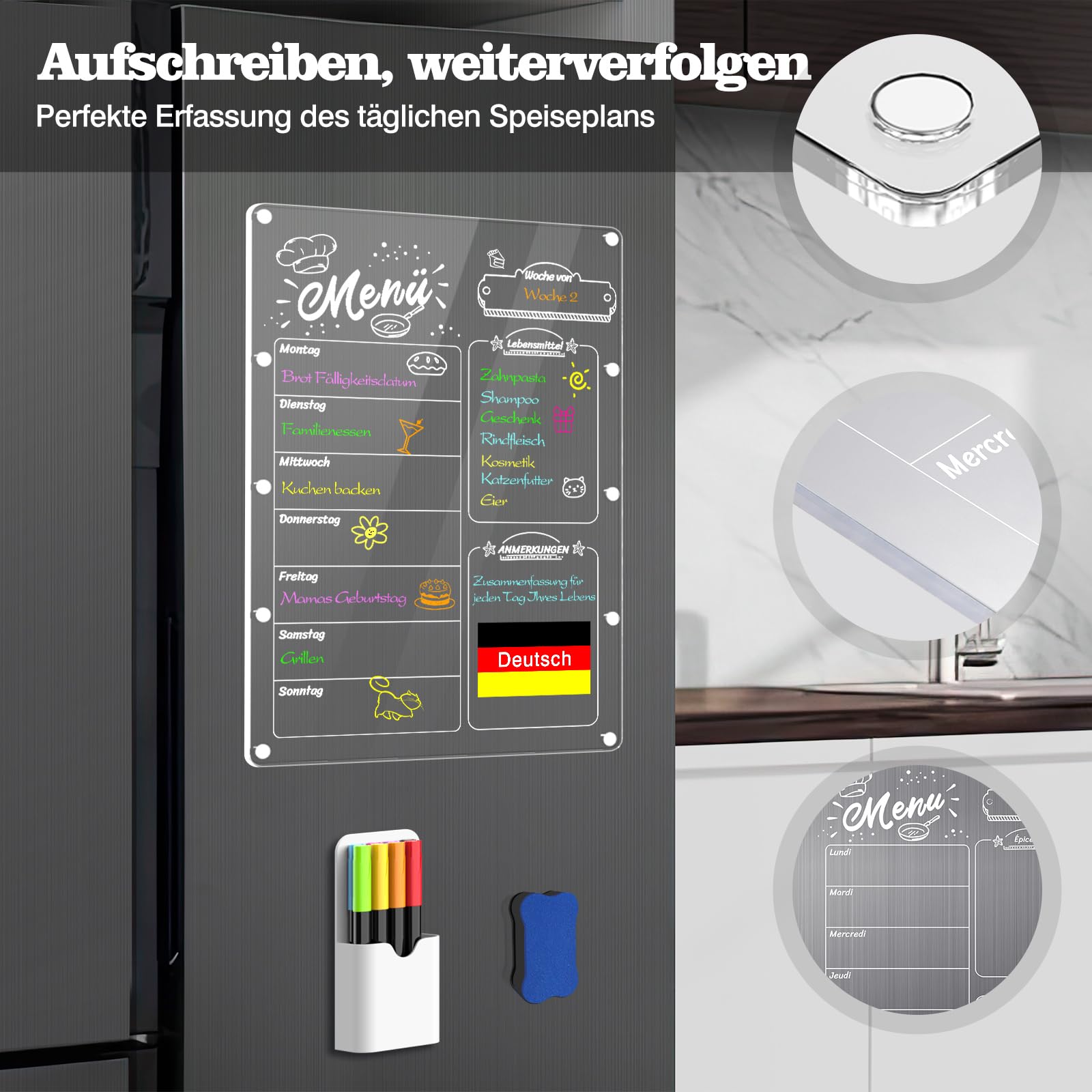 Joejis Wekelijkse Planner Bord, Wekelijkse Planner Voor Het Gezin Maaltijdplanner Magnetische Planner