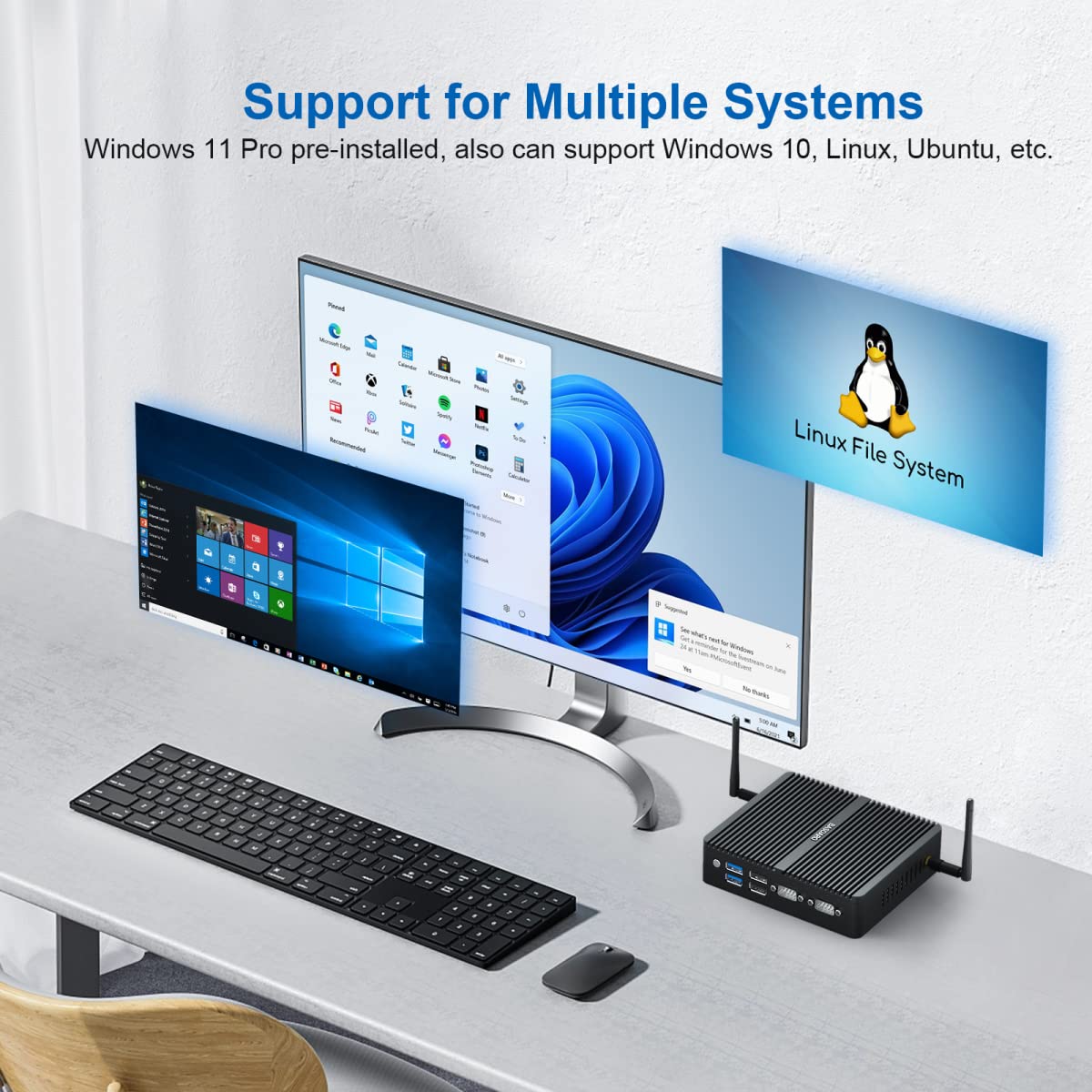 Intel N100 ファンレス ミニPC 8GB/128GB Win11Pro Amazon.co.jp: BASOARO 産業用 PC N100 ファンレス ミニ PC Win 11 Pro