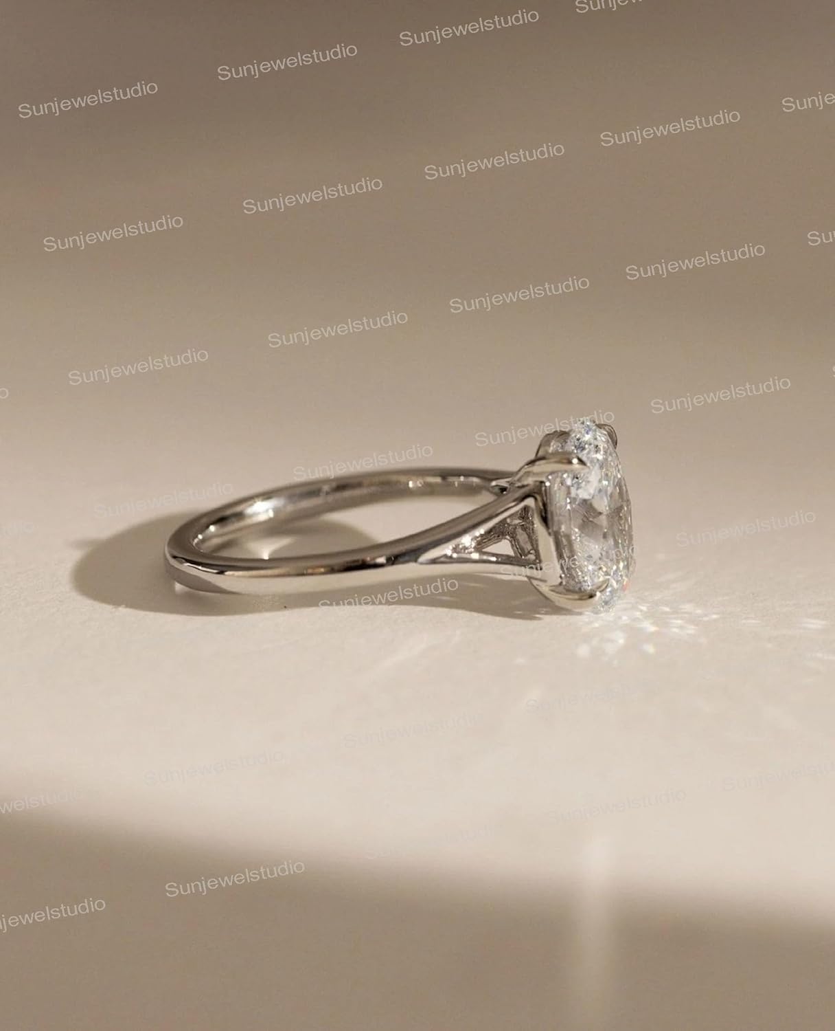 Elongated 1.5 CT Oval Cut Moissanite Cathedral Set Solitaire Ring 14k Solid White Gold Forever One Oval Engagement Ring Anniversary Women Jewelry Gift For Love - Image 4