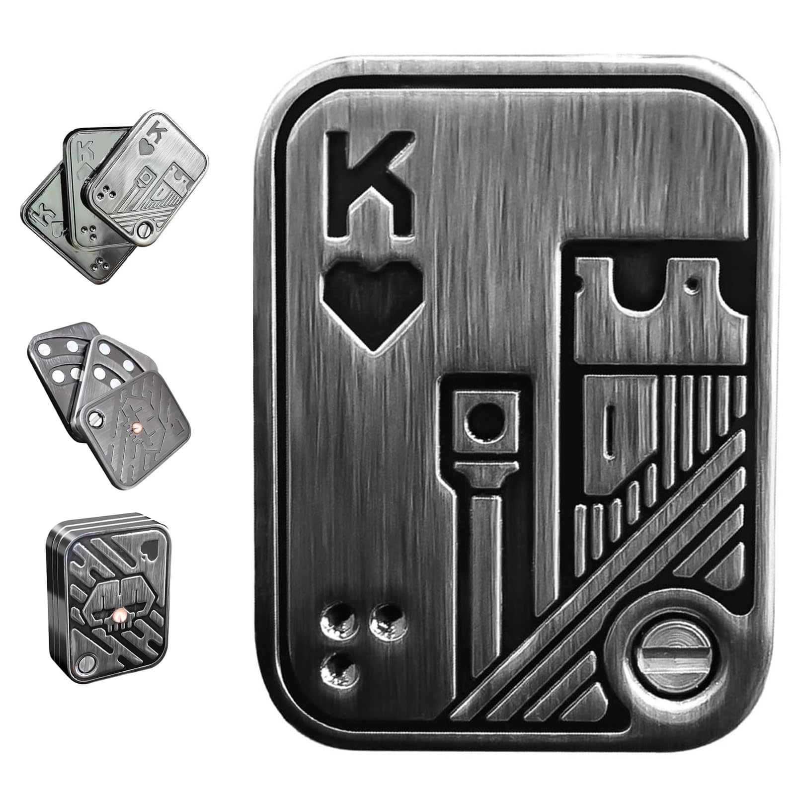 Fidget Toys Adults, Metal Fidget Slider Magnetic Poker Push Card, EDC Fidget Toys for Teens Adults Relieve Stress Anxiety, Gift for Men/ADHD/ADD/Autism (Silver K-3 Layer)