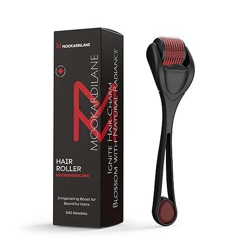 MOOKARDILANE - Rodillo de belleza de acero inoxidable 540 negro con rojo para el cuero cabelludo