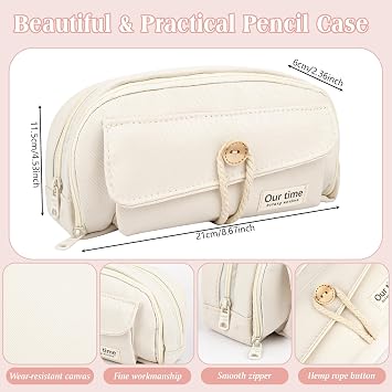 Maxmoc Large Capacity Pencil Case, Aesthetic Pencil Case for Girls Boys, with 4 Compartments, Portable Pencil Pouch with Zip, for School Office Supplies