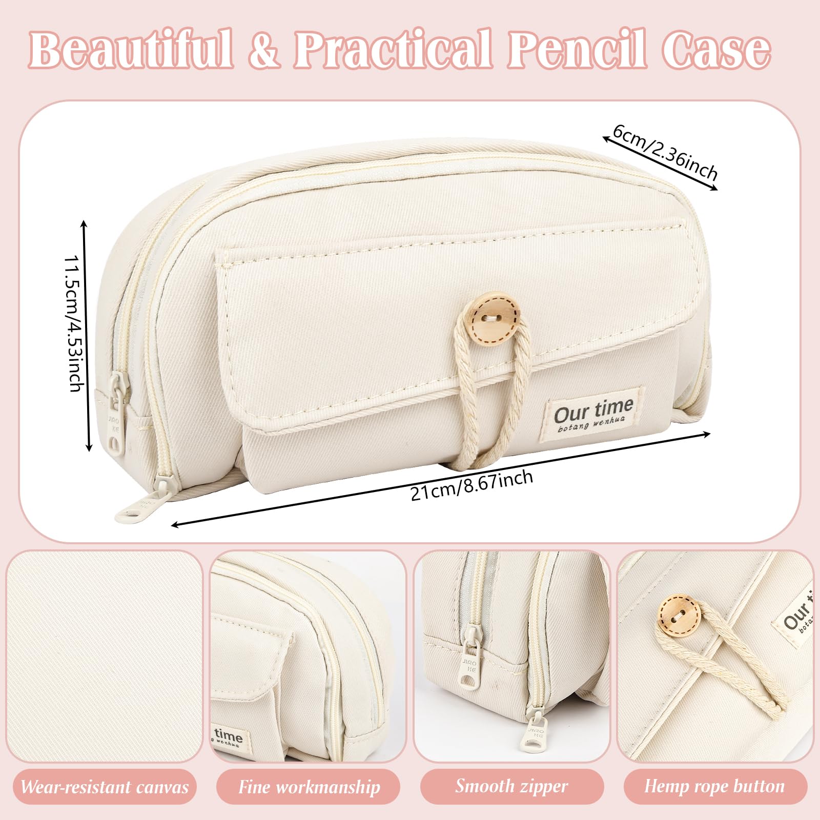 Maxmoc Large Capacity Pencil Case, Aesthetic Pencil Case for Girls Boys with 4 Compartments, Portable Pencil Pouch with Zip - Image 2