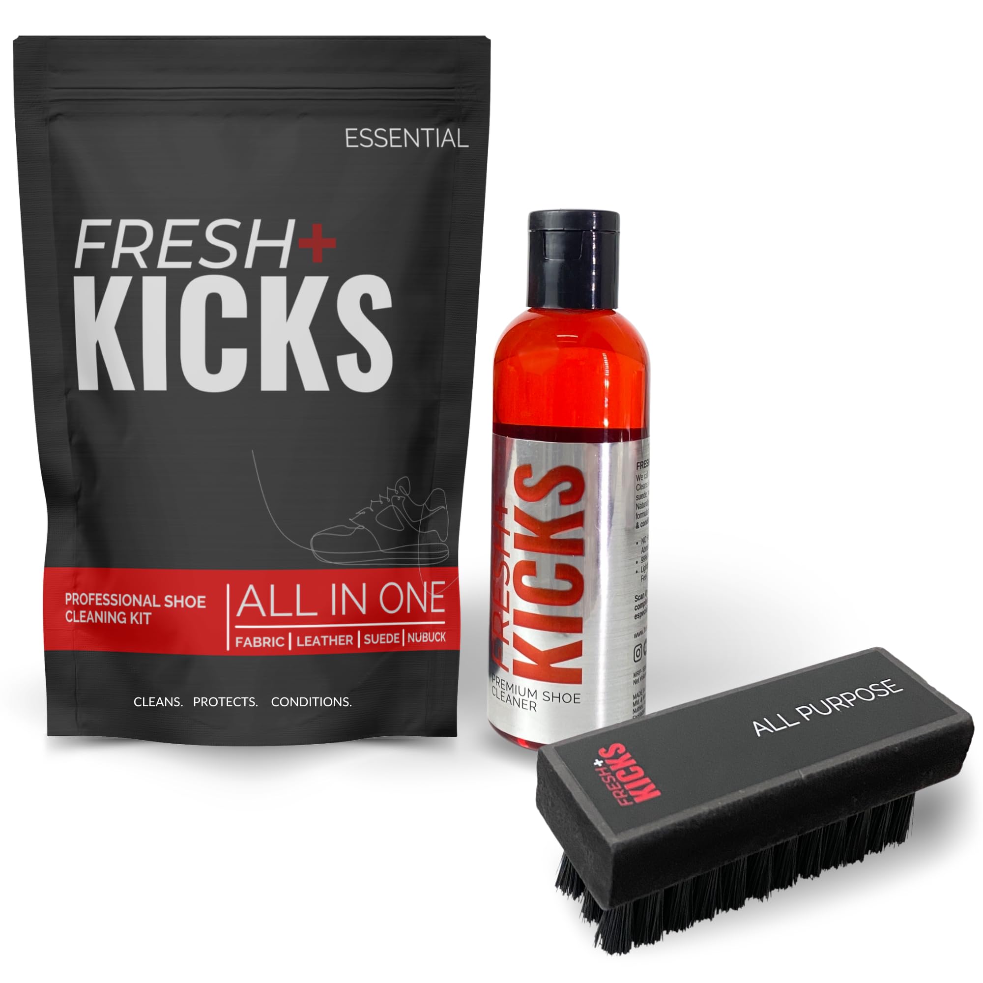 Fresh Kicks Essential Shoe Cleaning Kit | Suitable for Suede, Leather, Canvas, Nubuck & More | Shoe Care Kit- Premium Sneaker Cleaner, 1 All Purpose Brush, Water Tray | Travel Kit (B0B6128CYD) Amazon Price History, Amazon Price Tracker