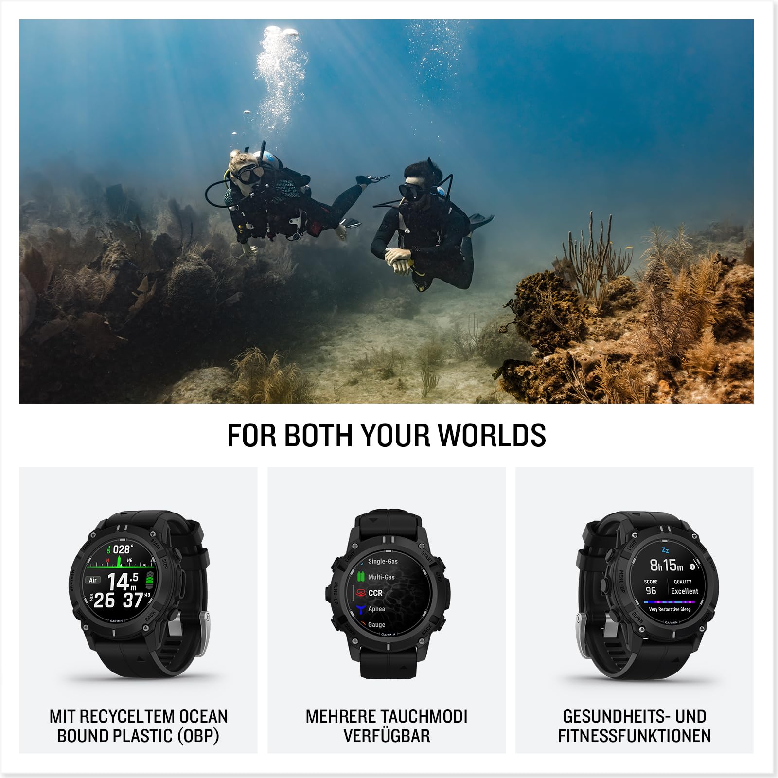 Garmin Descent G2 45mm - Smarter Tauchcomputer mit 1,2" AMOLED Farbdisplay, bis zu 10 Tage Akkulaufzeit, versch. Tauchmodi, Tauchbereitschaft, Multi-GNSS, 100+ Sport-Apps, Benachrichtigungen