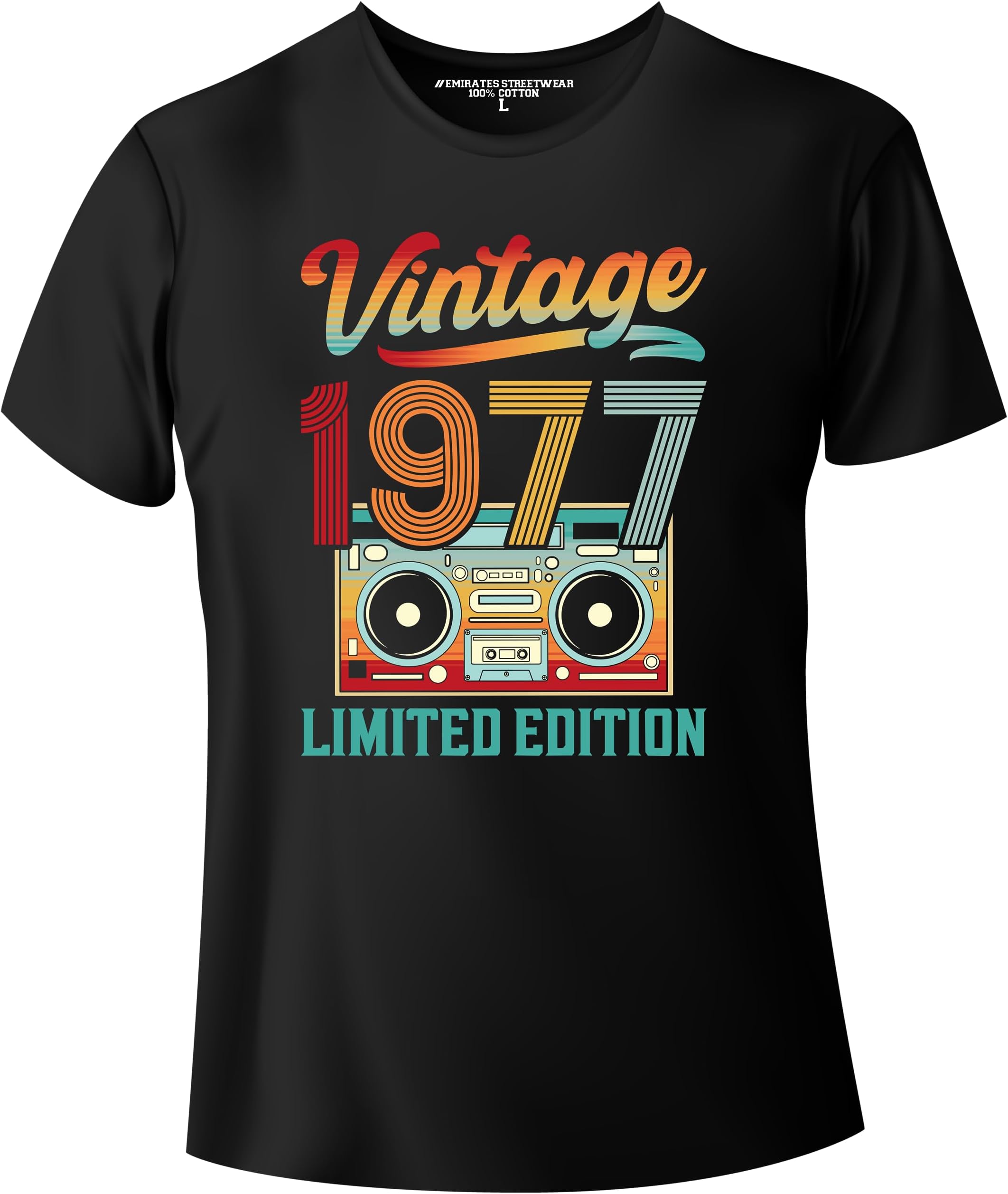 Emirates StreetwearVintage Limited Edition 1977, Birthday T-Shirt for Men or Women, Unisex Tee, D-028