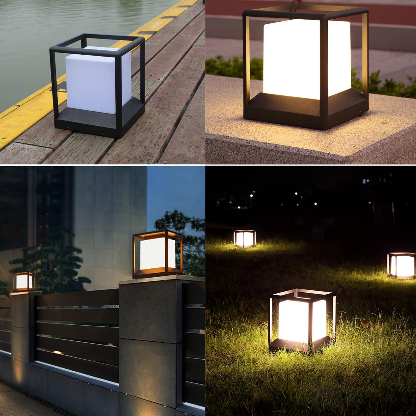Moderna lampada a colonna per esterni, semplice, IP65, impermeabile, in alluminio, per giardino, patio, recinzione, superficie piatta, decorazione per lanterna stradale (dimensioni: