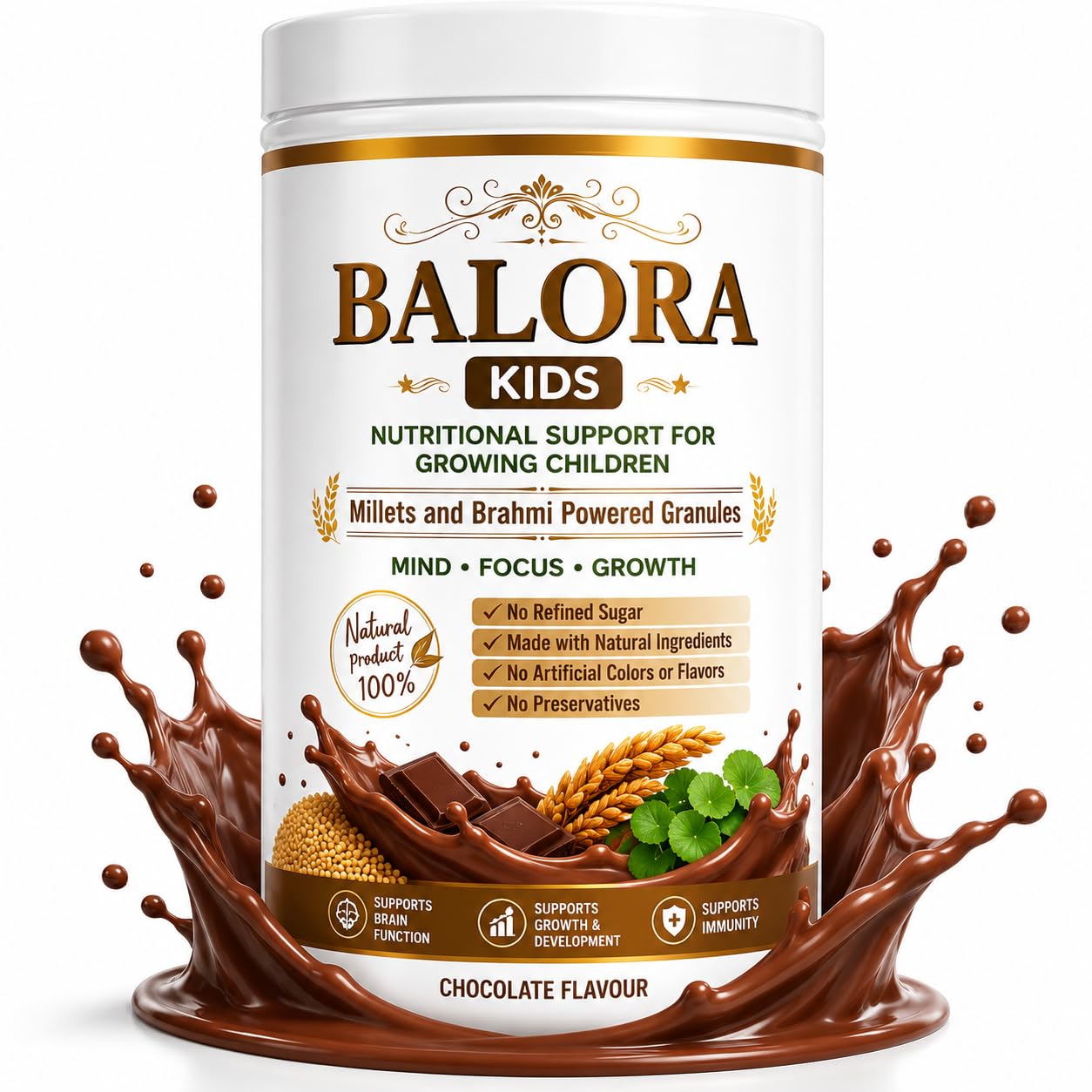 Badrinath Brahmi Millet Mix for Kids, 250 g, Chocolate Flavoured Nutrition Drink with Millets & Brahmi, No Added Preservatives, Daily Breakfast Mix for Growing Children — Amazon image 7