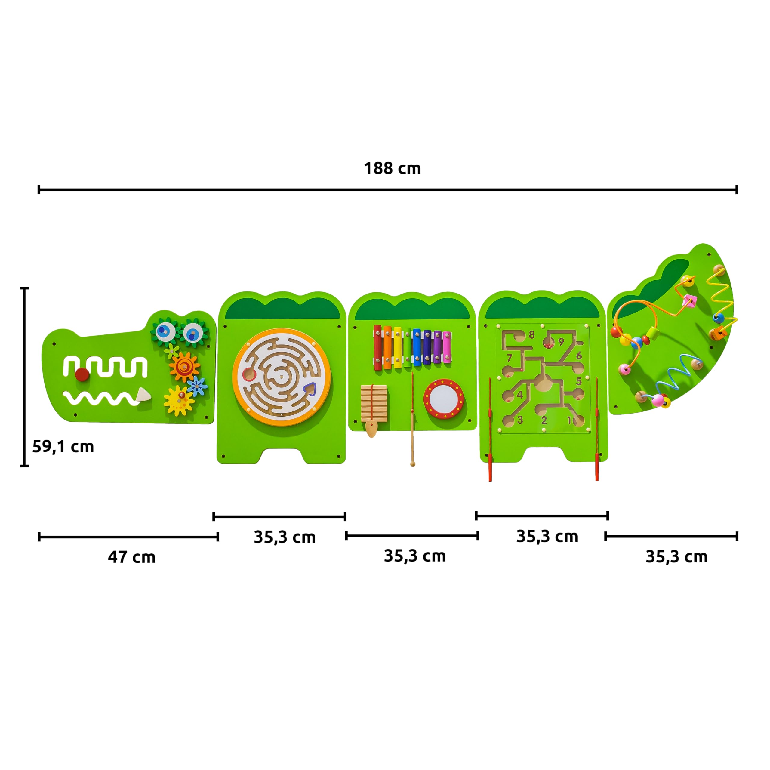 SPARK & WOW Crocodile Activity Wall Panels - Alter 18M+ - Montessori Sensory Wall Toy - 11 Aktivitäten - Aktivitätsbrett - Kleinkindzimmer Dekoration