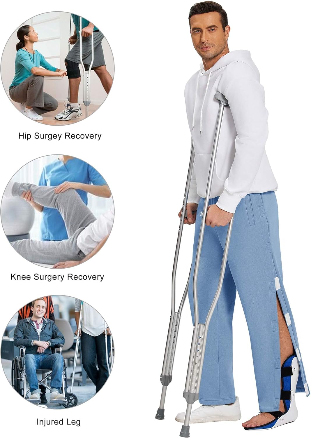 Deyeek Mens Fleece Tear Away Pants Loose Fit Post Knee Replacement Surgery Pants Breakaway Sweatpants Side Snap with Pockets - Image 6