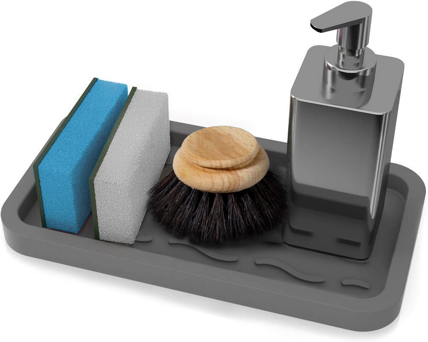 Silicone Sponge Holder Kitchen Sink Organizer Tray for