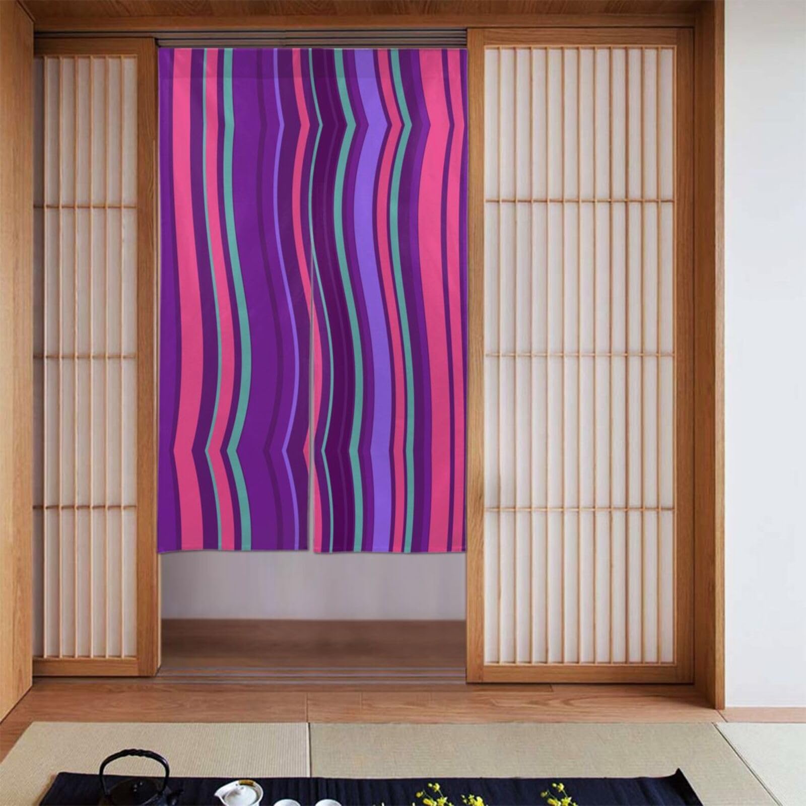 BWPDPXFJ Door Curtain Polyester 86x143cm Rod Pocket 2 Panel Room Divider Light Filtering Abstract