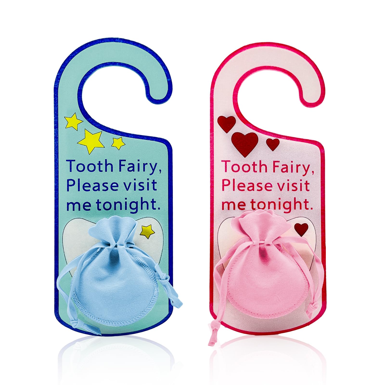 HealthSTEC 2 Piece Tooth Fairy Door Hanger Tooth Fairy Box Encourage Gift for Lost Teeth Kids Girl Boys Room Decor tooth (Acrylic)