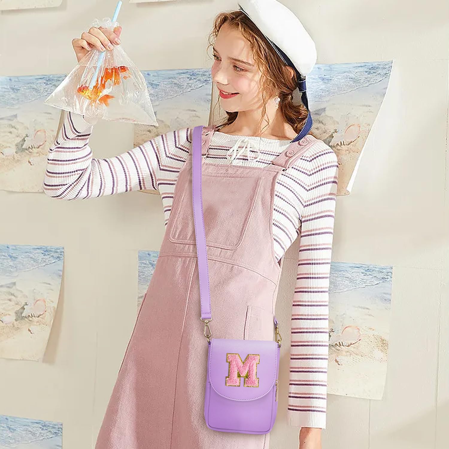 Crossbody Purse for Teen Girls Small Initial Cell Phone Toddler Purse Leather Triple Compartment Crossbody Bags - Image 2