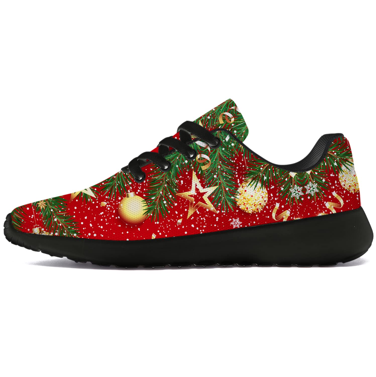 Christmas Shoes for Women Men Running Shoes Walking Tennis Sneakers Merry Christmas New Year Red Gre