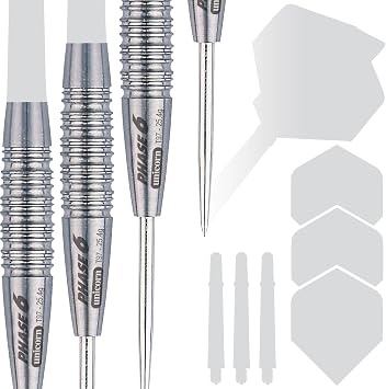 Unicorn Steel Tip Darts Barrels | Evolution Series Phase 1, 2, 3, 5 & 6 | Natural 90%, 95% & 97% Tungsten Barrels | 24g, 25g or 26g