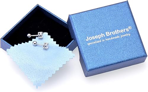 Miniatura 7 de 925 Sterling Silver Solitaire Simulated Diamond Cubic Zirconia Studs Earrings, Screw Backs