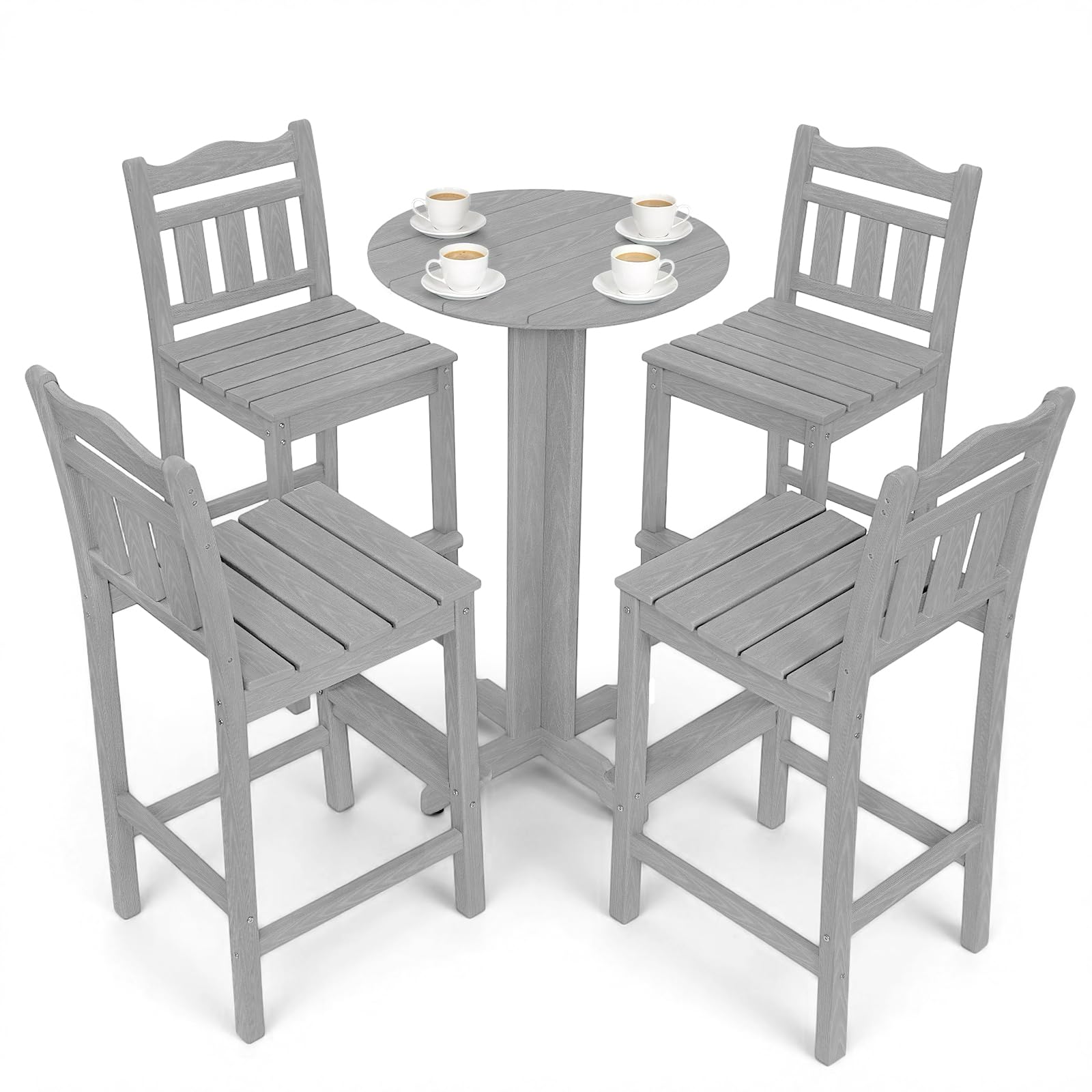 5-Piece Outdoor Bar Set, HDPE Adirondack Furniture Set
