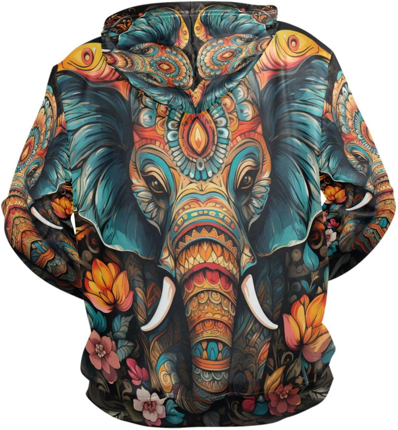 Cool Watercolor Art Elephant Hoodies 3D Print Athletic Hooded Sweatshirts for Athlete Men Boys(Health Fabric)