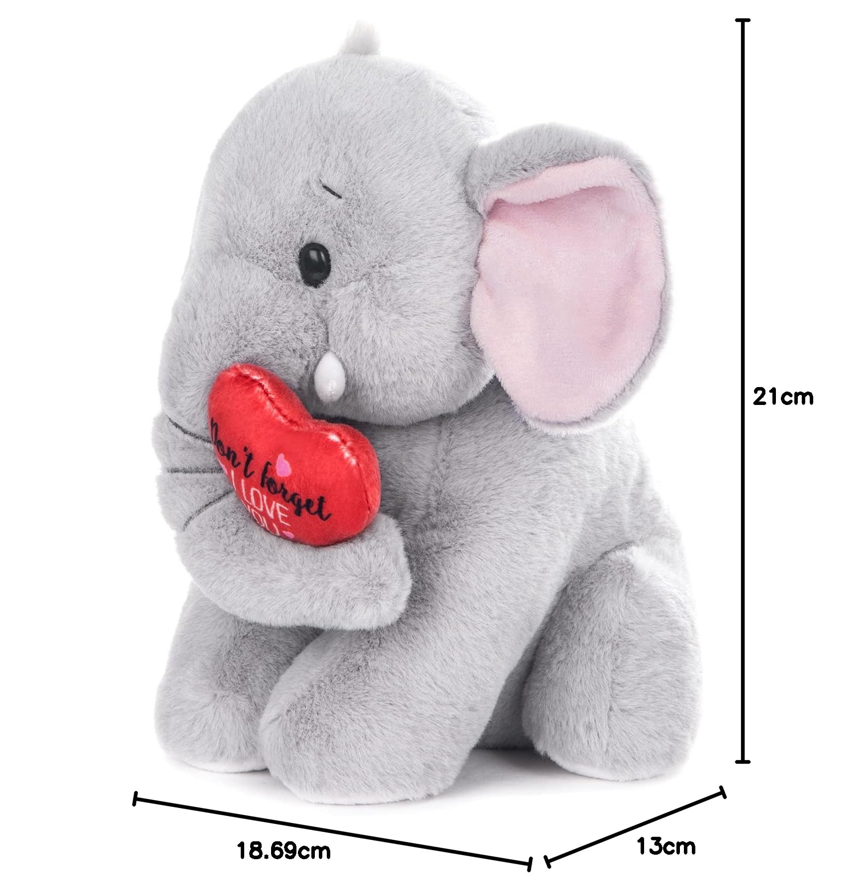 My OLi Peluche elefante orsacchiotto 22 cm morbido con cuore rosso farcito animale I Love You peluche giocattoli per neonati bambini ragazzi ragazze amanti