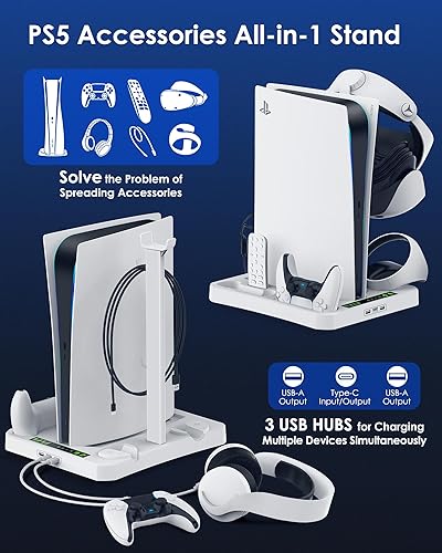 Miniatura 4 de HAPAW Charging Station for PS VR2 PS 5 with Cooling Fan & Accessories Organizer, PS5 PSVR 2 Controllers Charger Charging Dock, PS5 Console Cooling,