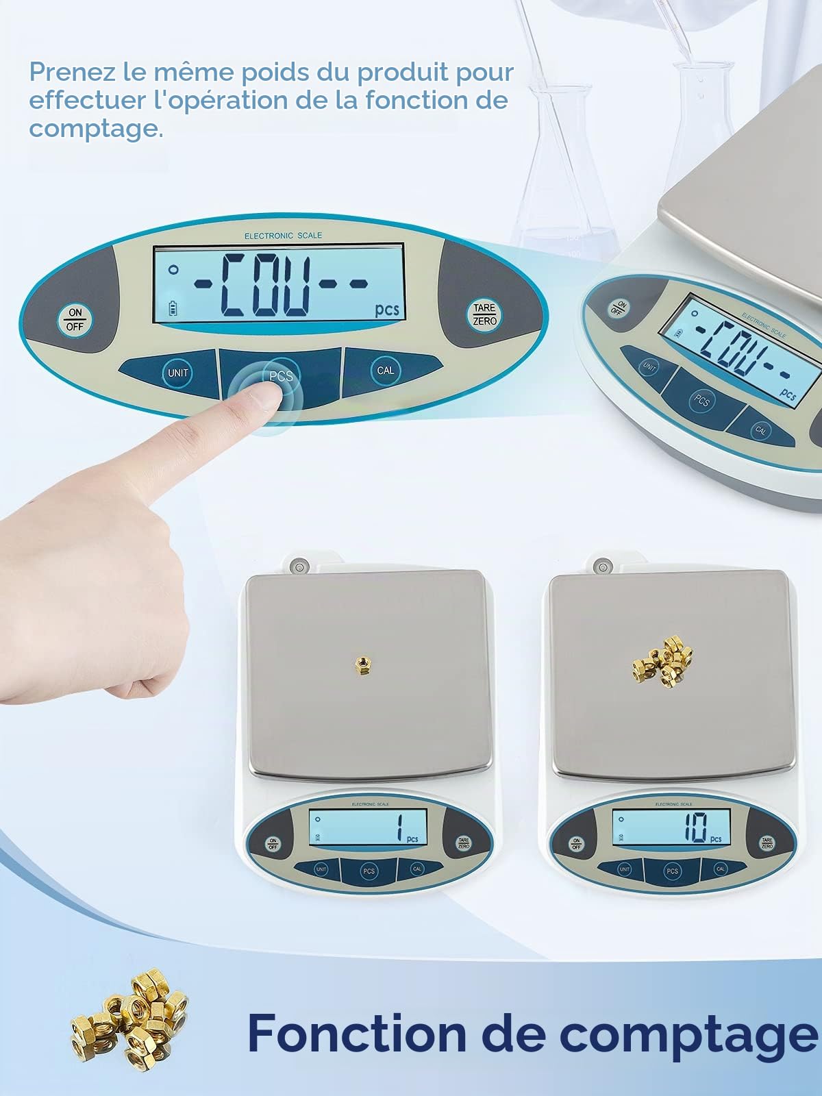 CGOLDENWALL Balance Analytique 5000g X 0,1g, Balance Labo Plateau Inox | Balance de Laboratoire Précision, Comptage, Tare & 13 Unités, Pré-Calibrée Prête à L'emploi, pour Lab, Industrie, Bijouterie