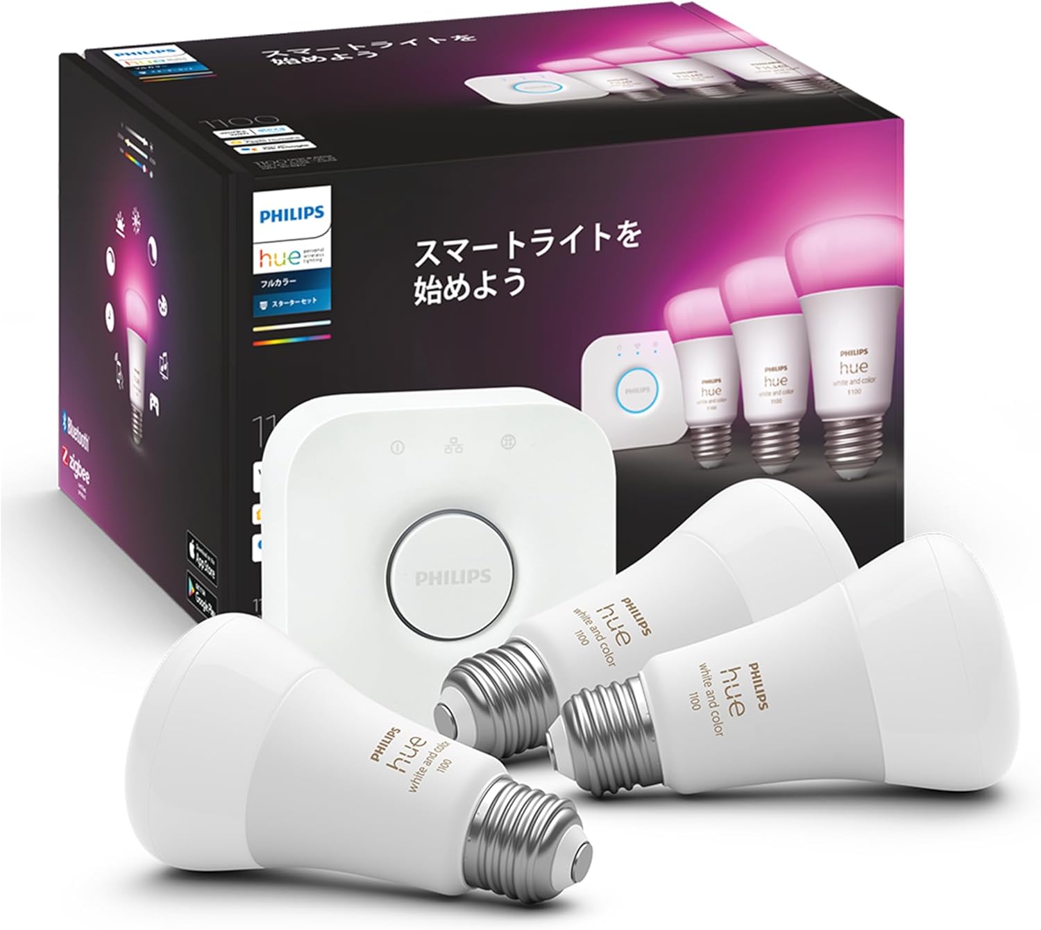 Philips Hue スマートライトセット 4個電球+ブリッジなど Amazon