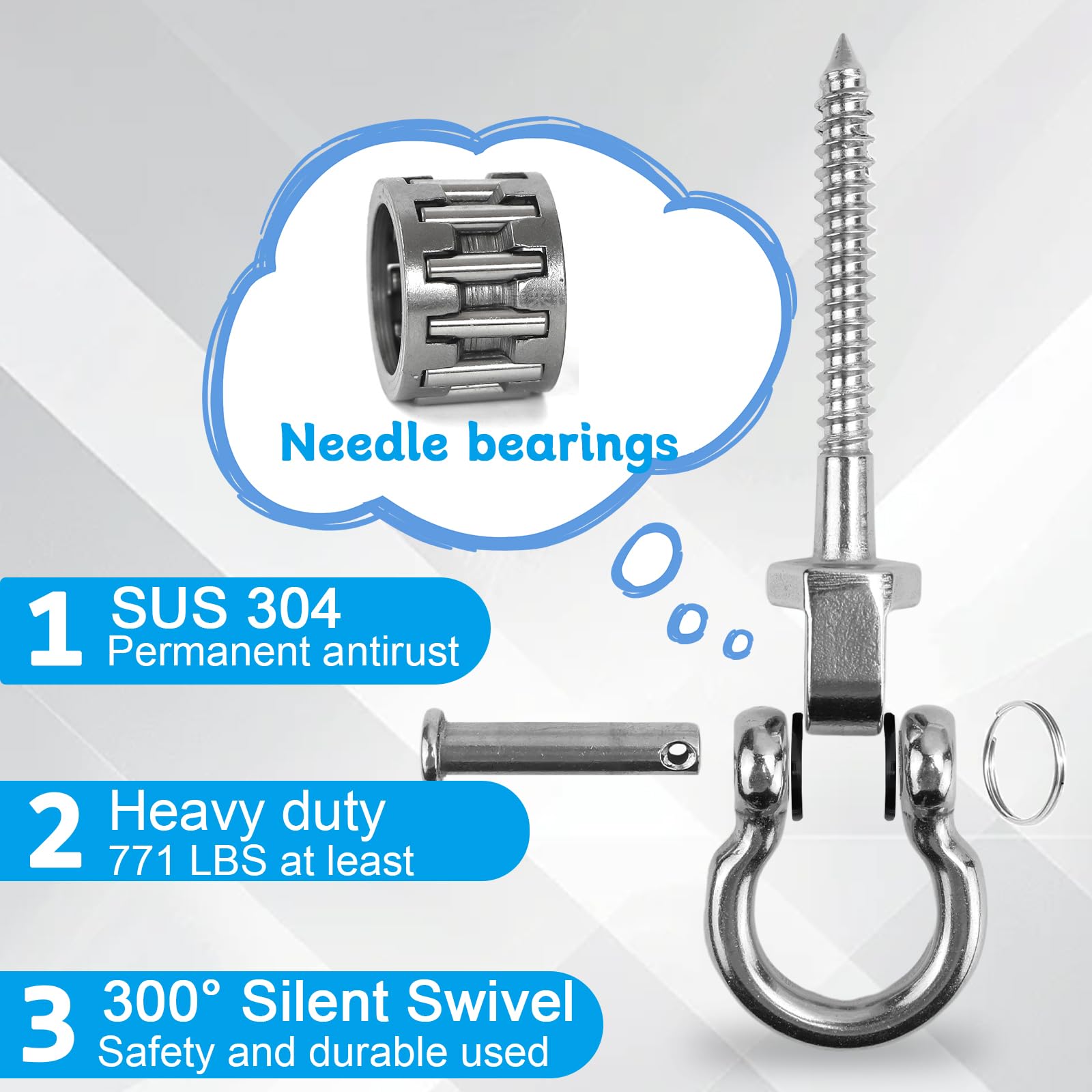 BeneLabel 2 stks Opknoping Bouten 23cm Hangmat Swing Hanger, Swivel RVS Montage Lager Kit Set voor Indoor Outdoor Speeltuin Stoel Yoga Touw Bokszak Zandzak, 1800 Lbs BeneLabel 2 stks Opknoping Bouten 23cm Hangmat Swing Hanger, Swivel RVS Montage Lager Kit Set voor Indoor Outdoor Speeltuin Stoel Yoga Touw Bokszak Zandzak, 1800 Lbs