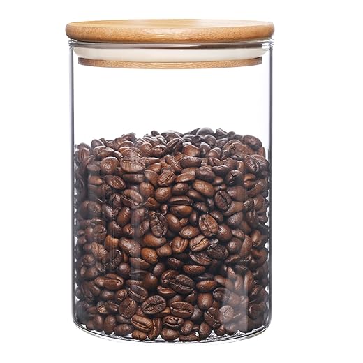 umieo Glass Food Storage Containers with Bamboo Lids Large Glass Food Storage Jars for Coffee Bar Tea Sugar (Clear Glass)