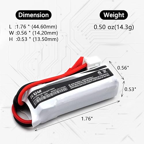 Miniatura 4 de elxjar Paquete de 2 baterías Li-Po de 7.4V 350mAh 2S con conector JST de repuesto para Titan HPA 2V WLtoys K969 K989 K999 P929 P939 RC Car