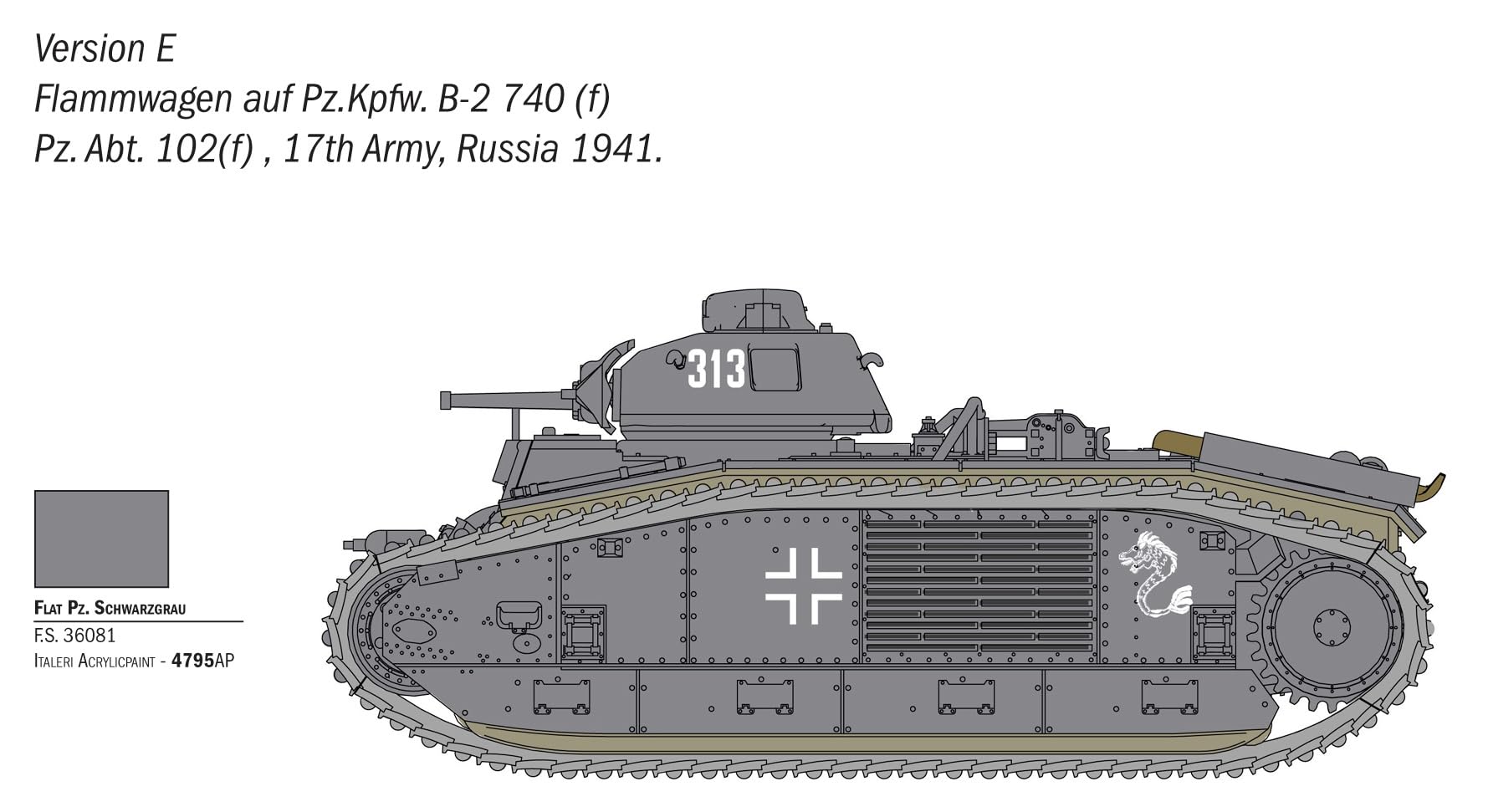 Italeri 25766 1:56 Char B1 Bis - Maquette de construction, modélisme, bricolage, loisirs, collage, kit en plastique, fidèle aux détails, kit militaire, char 1:56