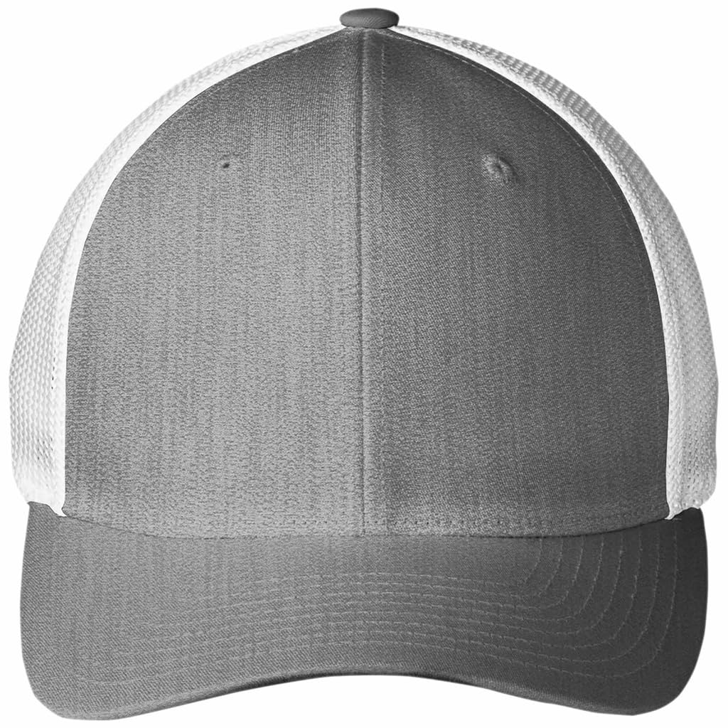 Joe's USA Mesh Back Flex-Fit Trucker Style Cap-L/XL-Heather Grey/White