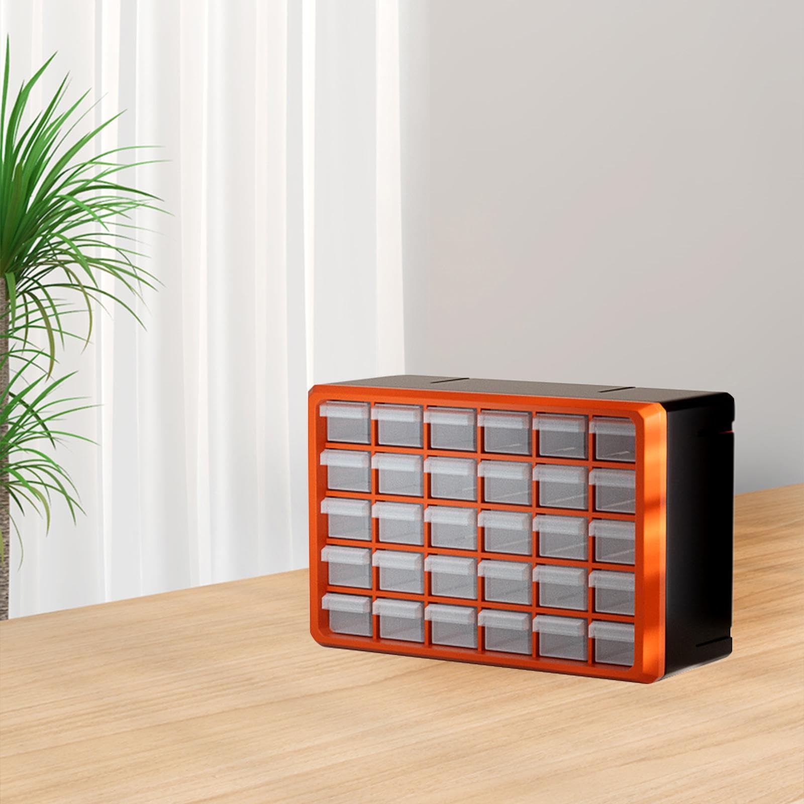 Organizador de Cajones para Armarios de Almacenamiento, Compartimentos, Multirejilla, Multifuncional, Caja de, Organizador de Tornillos, Organ, Cuadrícula Pequeña Naranja 30