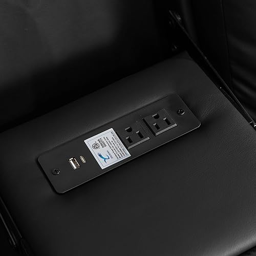Miniatura 8 de URRED Sofá reclinable de dos plazas con masaje y calor, sofá biplaza reclinable eléctrico con consola, asiento de cine en casa con luces LED,
