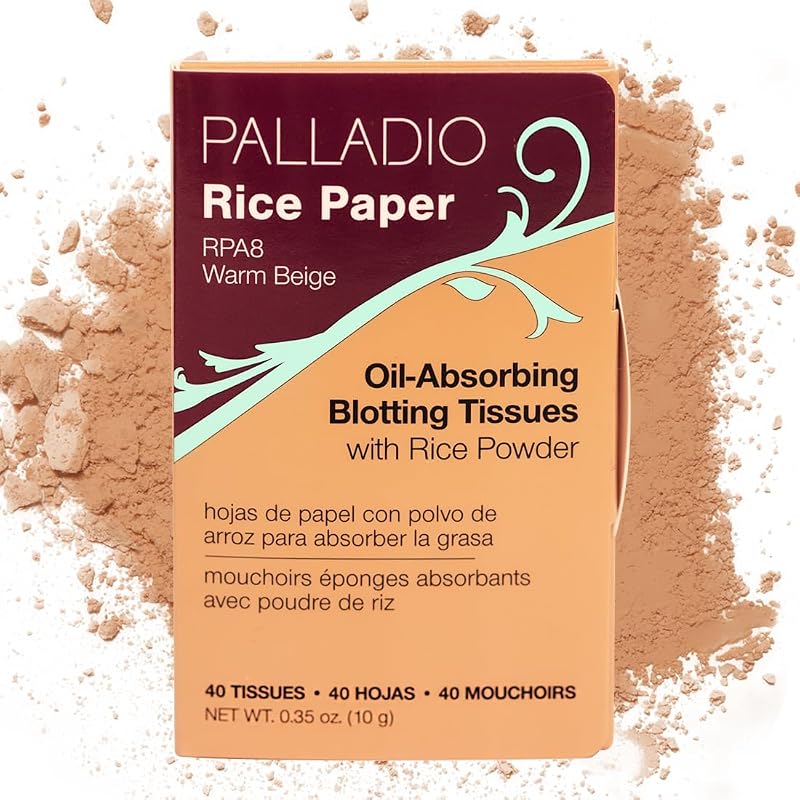 Papel antibrilho facial Palladio Rice Paper, Warm Beige, 40 unidades