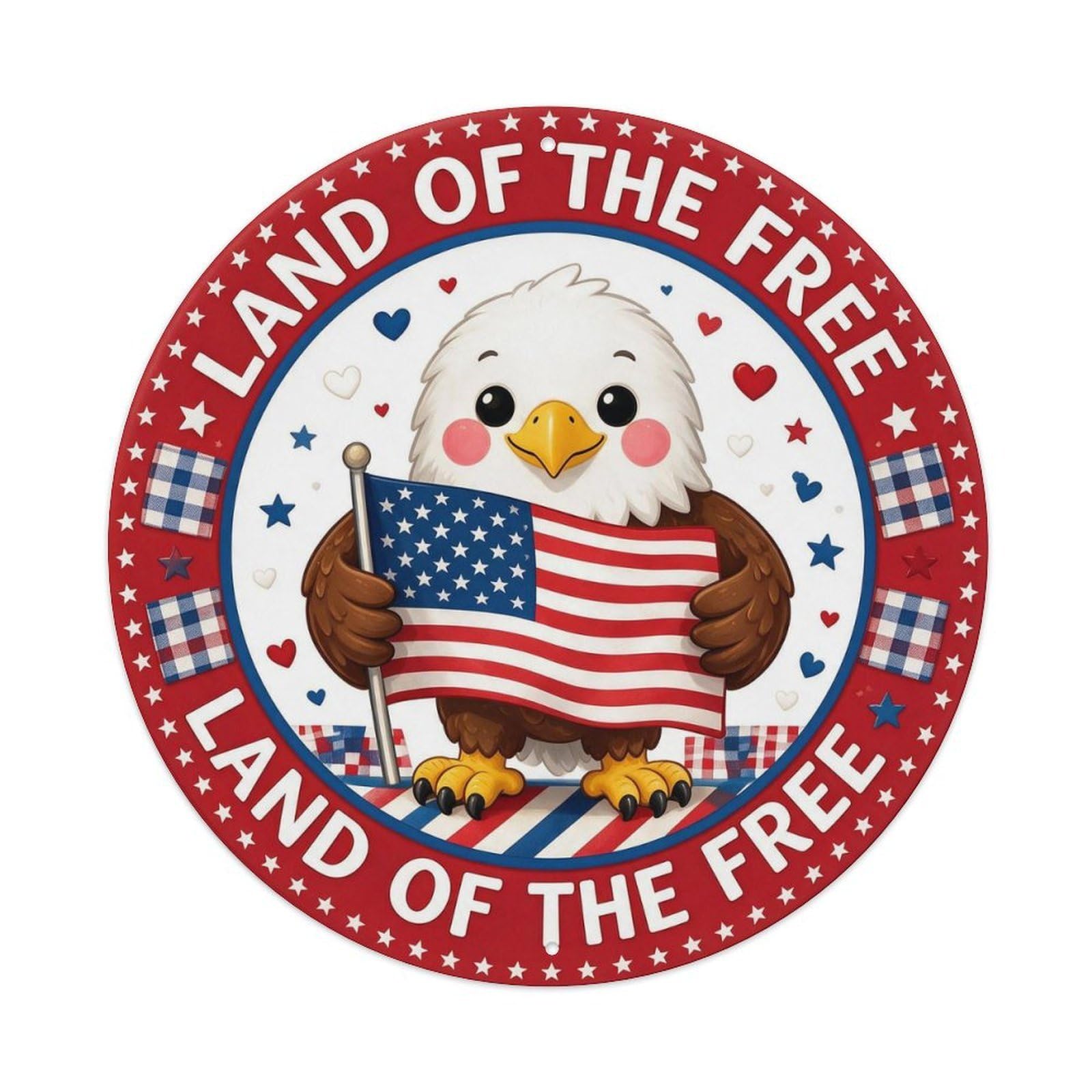 Fourth July Patriotic Eagle Metal Tin Sign Plaque